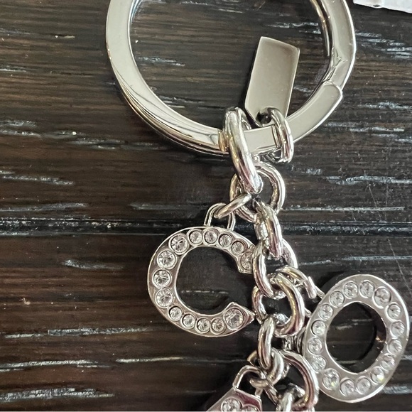 NWT Coach Silver Pave Rhinestone Bag Charm/ Keychain - Picture 2 of 9